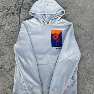 Simple Gray Hoodie with Sunflower Patch